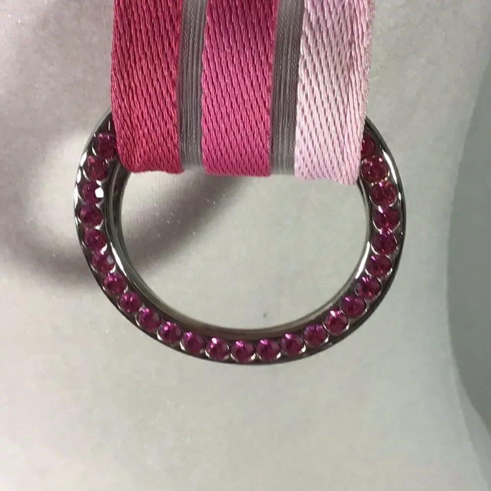 Belt Double Ring Rhinestone Cloth Barbiecore Pink Belt